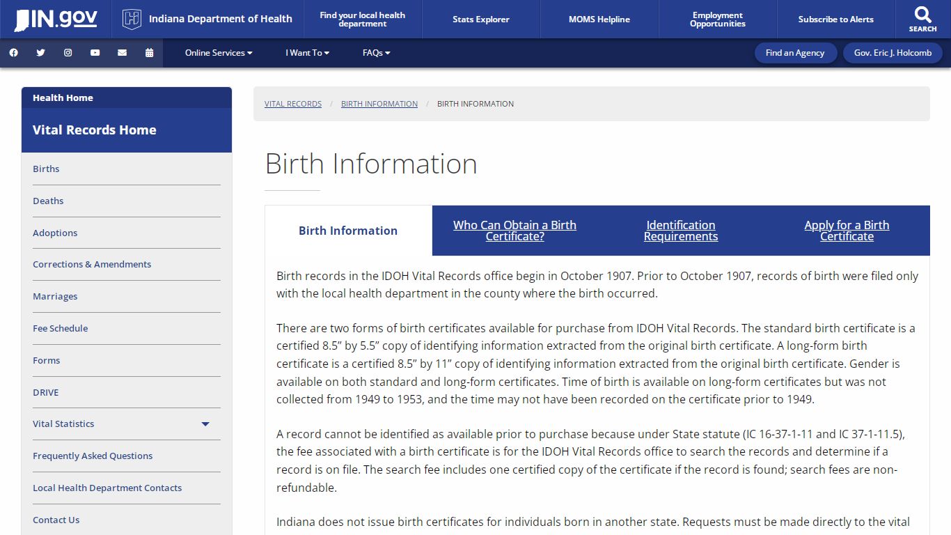 Health: Vital Records: Birth Information